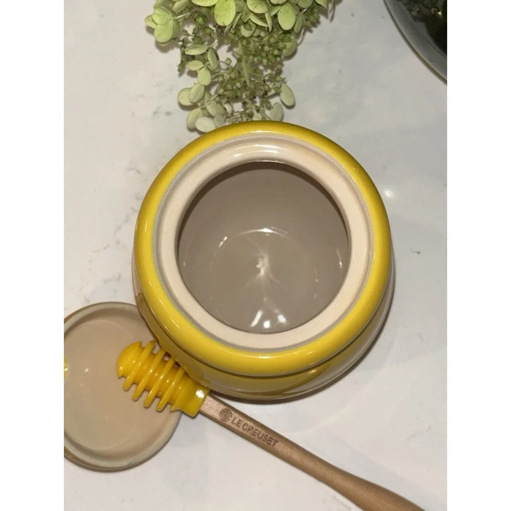 NEW Le Creuset Honey Pot Dipper & Lid Dijon Yellow Discontinued Retired No Box